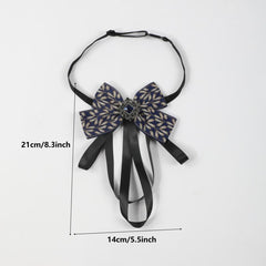 Men's Suit Retro Sapphire Plant Pattern Streamer Tassel Collar Bow Tie