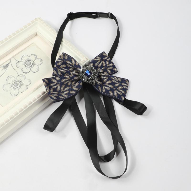 Men's Suit Retro Sapphire Plant Pattern Streamer Tassel Collar Bow Tie