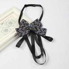 Men's Suit Retro Sapphire Plant Pattern Streamer Tassel Collar Bow Tie