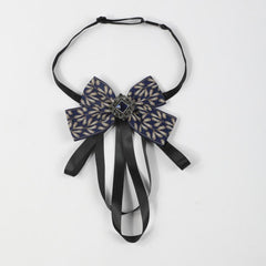 Men's Suit Retro Sapphire Plant Pattern Streamer Tassel Collar Bow Tie
