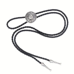 Men's Retro Floral Pattern Bolo Tie Necklace