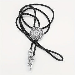 Men's Retro Floral Pattern Bolo Tie Necklace
