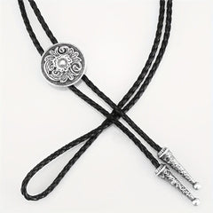 Men's Retro Floral Pattern Bolo Tie Necklace