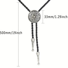Men's Retro Floral Pattern Bolo Tie Necklace