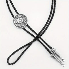 Men's Retro Floral Pattern Bolo Tie Necklace