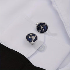 Metal World Map Button Cufflinks Shirt Cufflinks