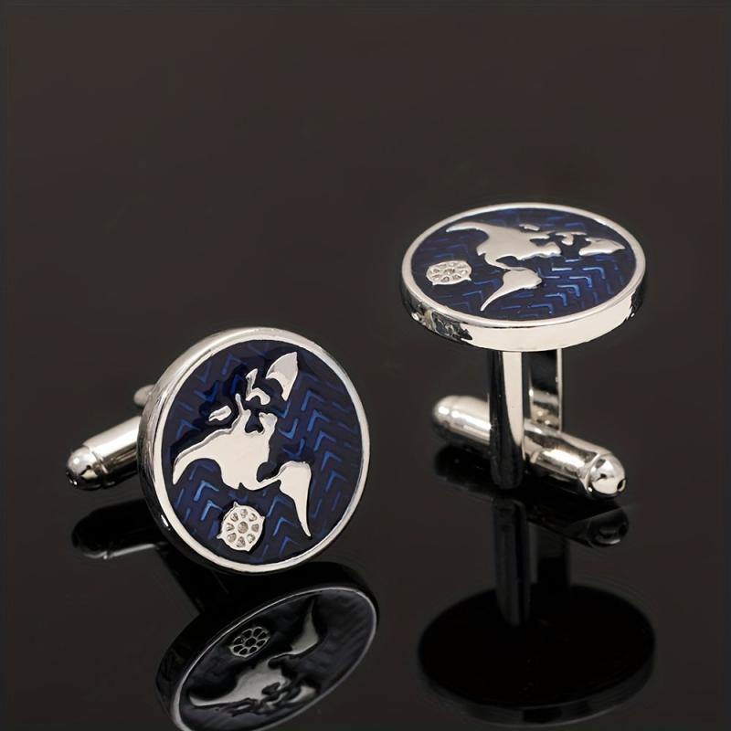 Metal World Map Button Cufflinks Shirt Cufflinks