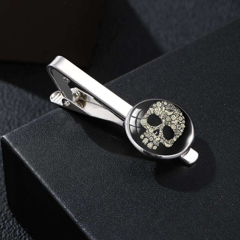 Vintage Skull Pattern Time Stone Men's Tie Clip