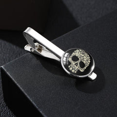 Vintage Skull Pattern Time Stone Men's Tie Clip