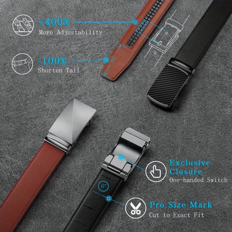 Men's Carbon Fiber Leather Belt with Automatic Buckle