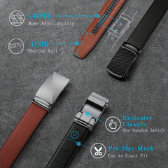 Men's Carbon Fiber Leather Belt with Automatic Buckle