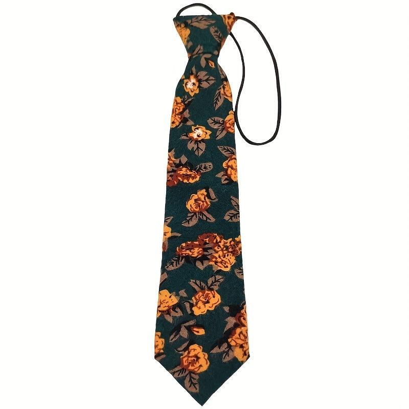 Casual Travel Vacation Short Small Tie Hand Knotted Suit Retro Dark Green Yellow