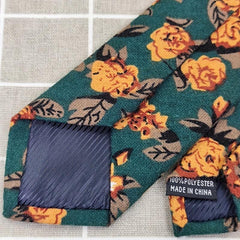 Casual Travel Vacation Short Small Tie Hand Knotted Suit Retro Dark Green Yellow