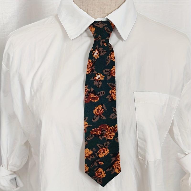 Casual Travel Vacation Short Small Tie Hand Knotted Suit Retro Dark Green Yellow