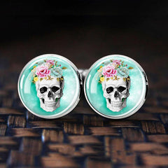 Halloween Skull Cufflinks Gothic Cuff Links Gift