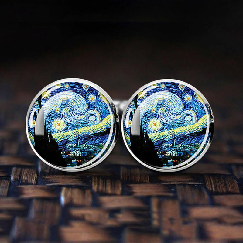 Oil Painting Alloy Cufflinks For Men