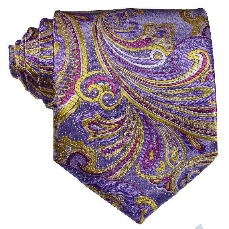 Men's Purple Golden Floral Tie 3 6 Inch