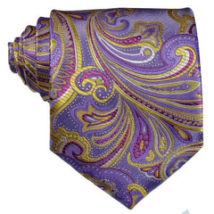 Men's Purple Golden Floral Tie 3 6 Inch