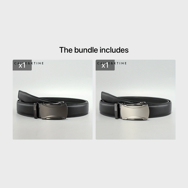 Caivektine Men's Cowhide Belt Business Casual Leather Belt