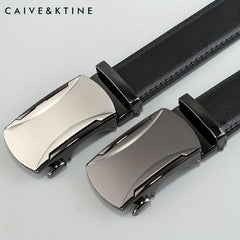 Caivektine Men's Cowhide Belt Business Casual Leather Belt