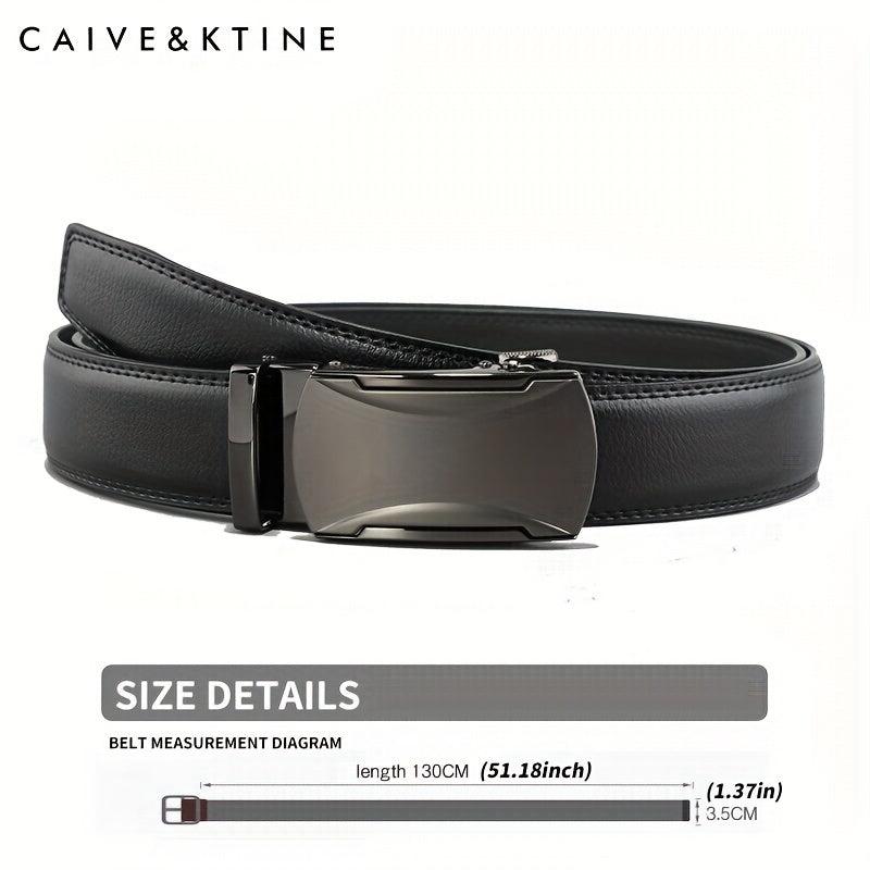 Caivektine Men's Cowhide Belt Business Casual Leather Belt