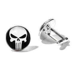 Punisher Skull Men's Cufflinks Round Button