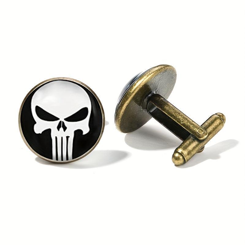 Punisher Skull Men's Cufflinks Round Button