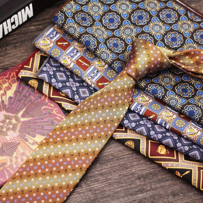 Men's Formal Business Necktie Flower Striped Groom Wedding Shirt