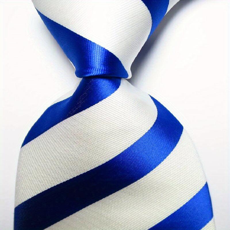 Striped Tie Men's Necktie Set Green JACQUARD WOVEN Men's Tie Necktie