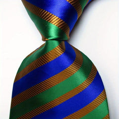 Striped Tie Men's Necktie Set Green JACQUARD WOVEN Men's Tie Necktie