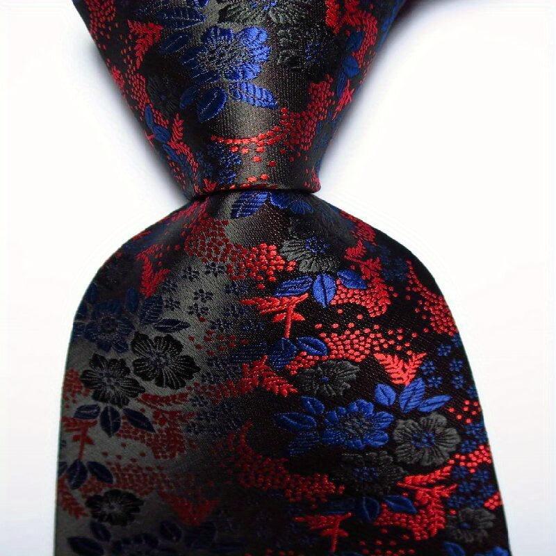 Flower Tie Men's Necktie Set Pink Red Green Jacquard Woven Tie
