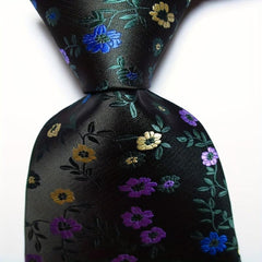 Flower Tie Men's Necktie Set Pink Red Green Jacquard Woven Tie