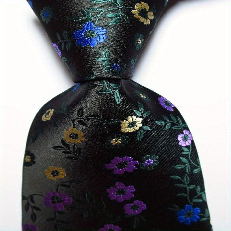 Flower Tie Men's Necktie Set Pink Red Green Jacquard Woven Tie