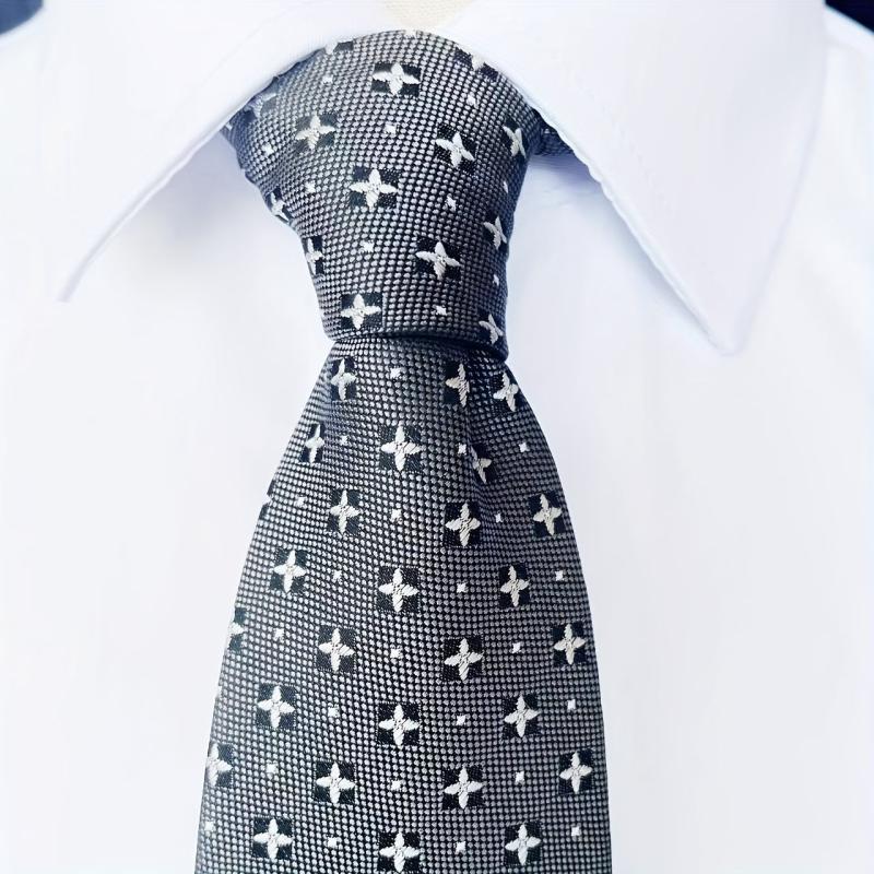 Vintage Gray Tie Pocket Square & Cufflink Set Business Party Wedding