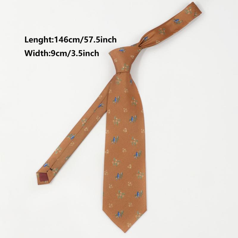 Men's Bird Floral Pattern Necktie - Clothing Decor