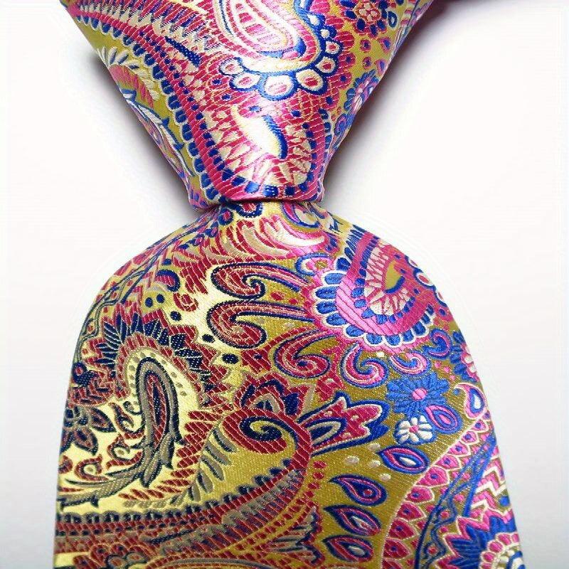 Paisley Tie Golden Pink Red Floral Neckties Business Outfit For Men