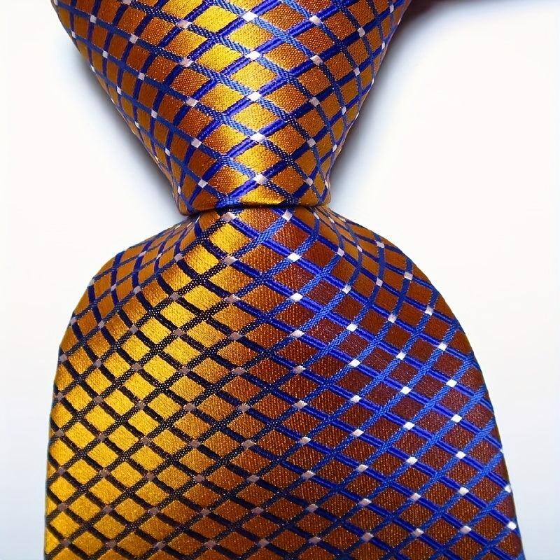 Golden Grey Jacquard Woven Men's Tie Necktie
