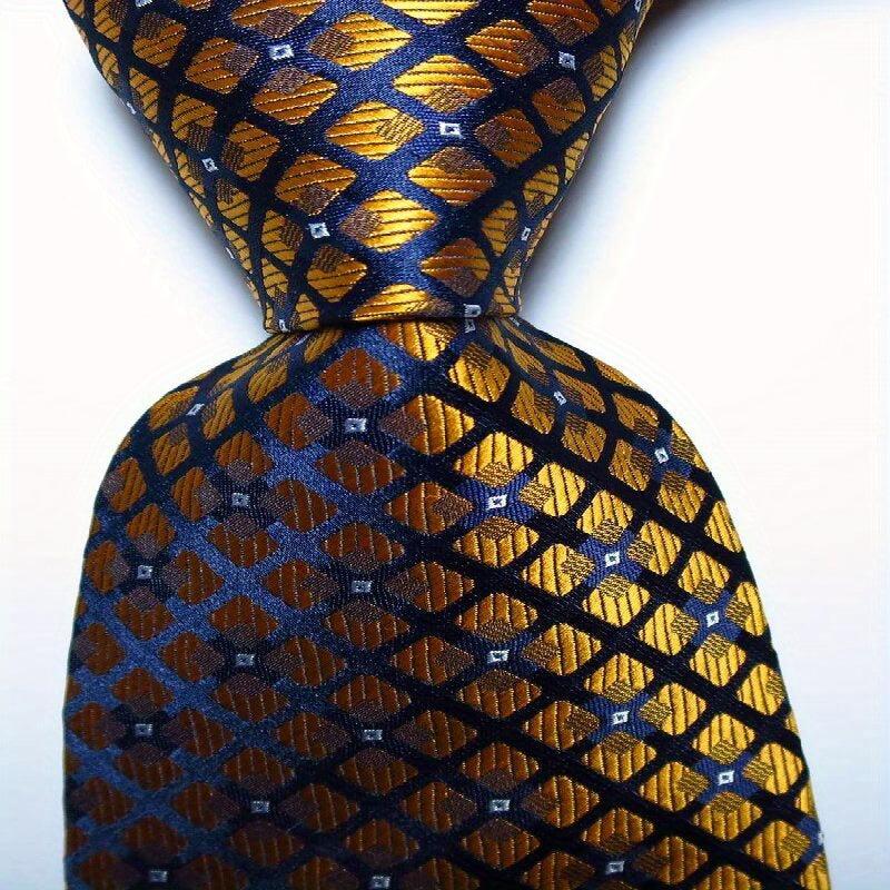 Golden Grey Jacquard Woven Men's Tie Necktie