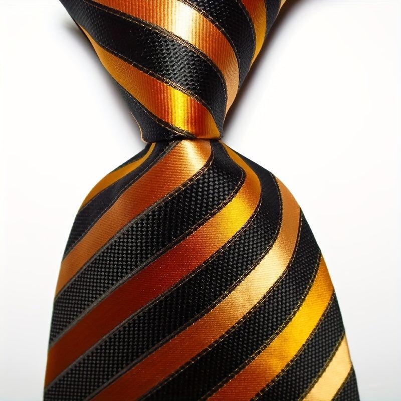 Plaid Striped Tie Men's 9 91 Cm Necktie Set Golden Brown Pink Jacquard
