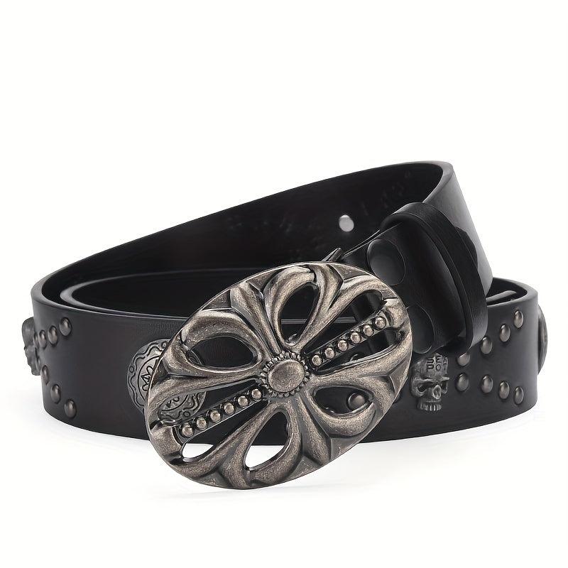 Men's Boho Skeleton Head Buckle Belt
