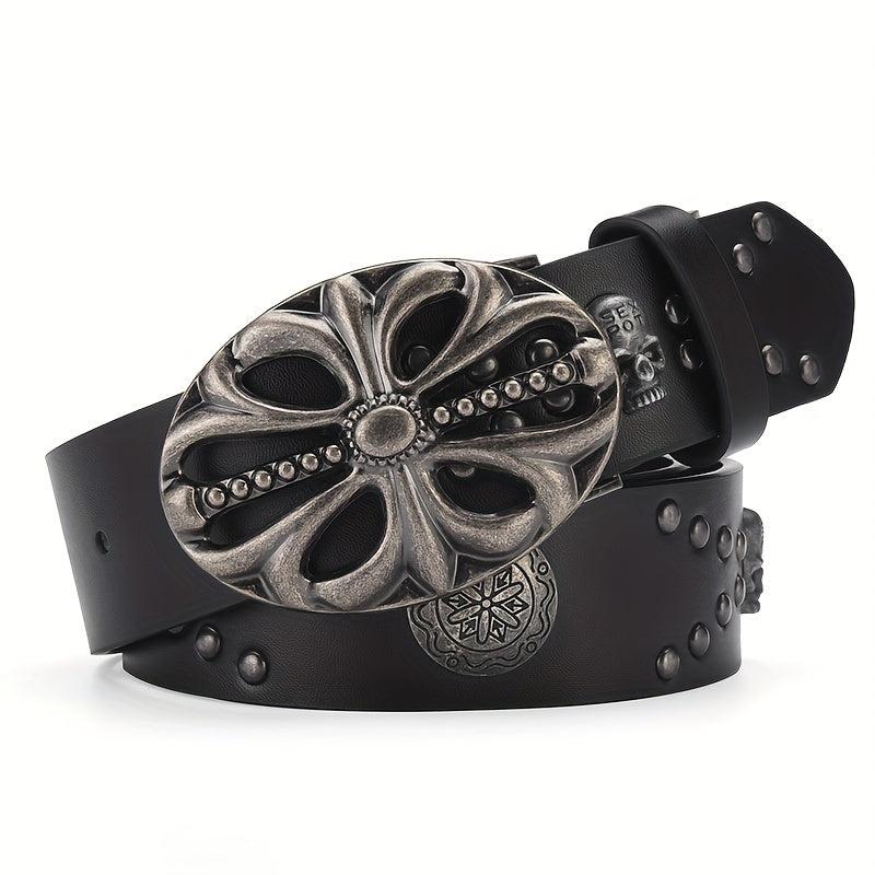 Men's Boho Skeleton Head Buckle Belt