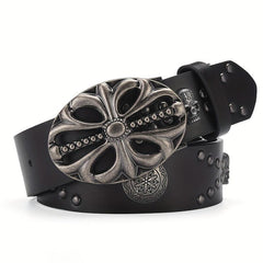 Men's Boho Skeleton Head Buckle Belt