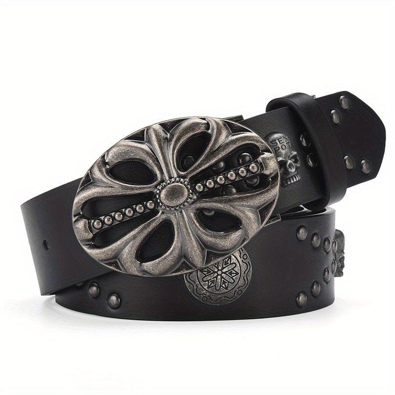 Men's Boho Skeleton Head Buckle Belt