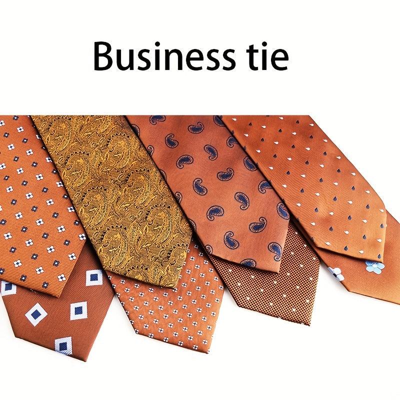 Orange Yellow Business Necktie Men's Formal Polyester Silk