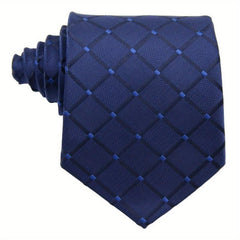 Men's Plaid Tie 1200 Needles Purple Polyester Yarn Classic