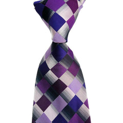 Men's Plaid Tie 1200 Needles Purple Polyester Yarn Classic