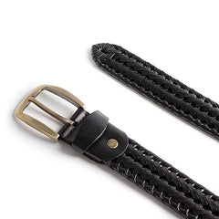 Men's Braided Leather Belt for Casual Jeans Pants