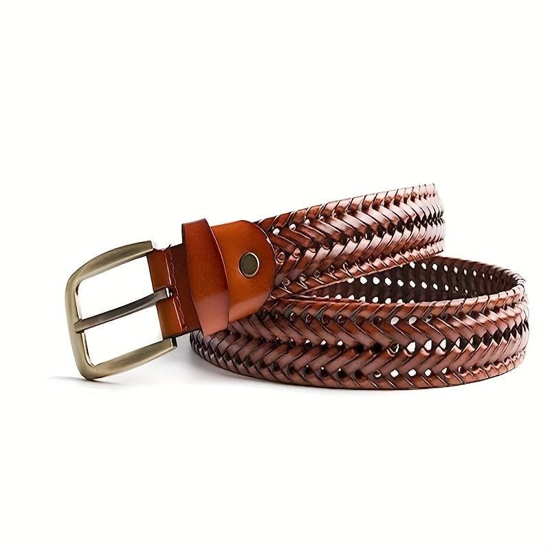 Men's Braided Leather Belt for Casual Jeans Pants