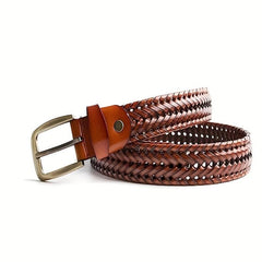 Men's Braided Leather Belt for Casual Jeans Pants