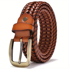 Men's Braided Leather Belt for Casual Jeans Pants